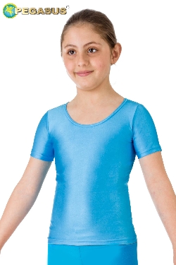 MAGLIETTA DANZA LYCRA MEZZA MANICA AZZURRO BAMBINA